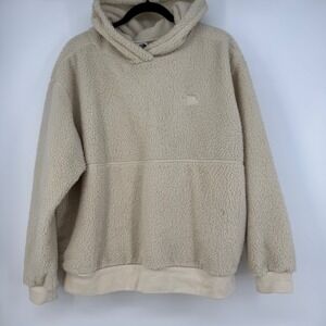 Vtg Brown Label The North Face Womens XL Sherpa Fleece Hoodie Cream Pullover‎